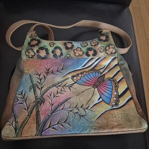 Anuschka Multicolor Butterfly Shoulder Bag